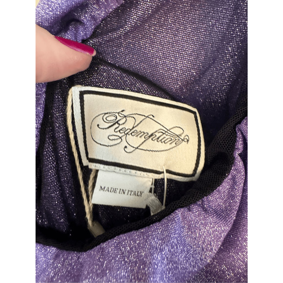 Redemption NWT Lurex One-Shoulder Ruched Dress in Lilac Size IT 40/US 6 - Picture 7 of 9